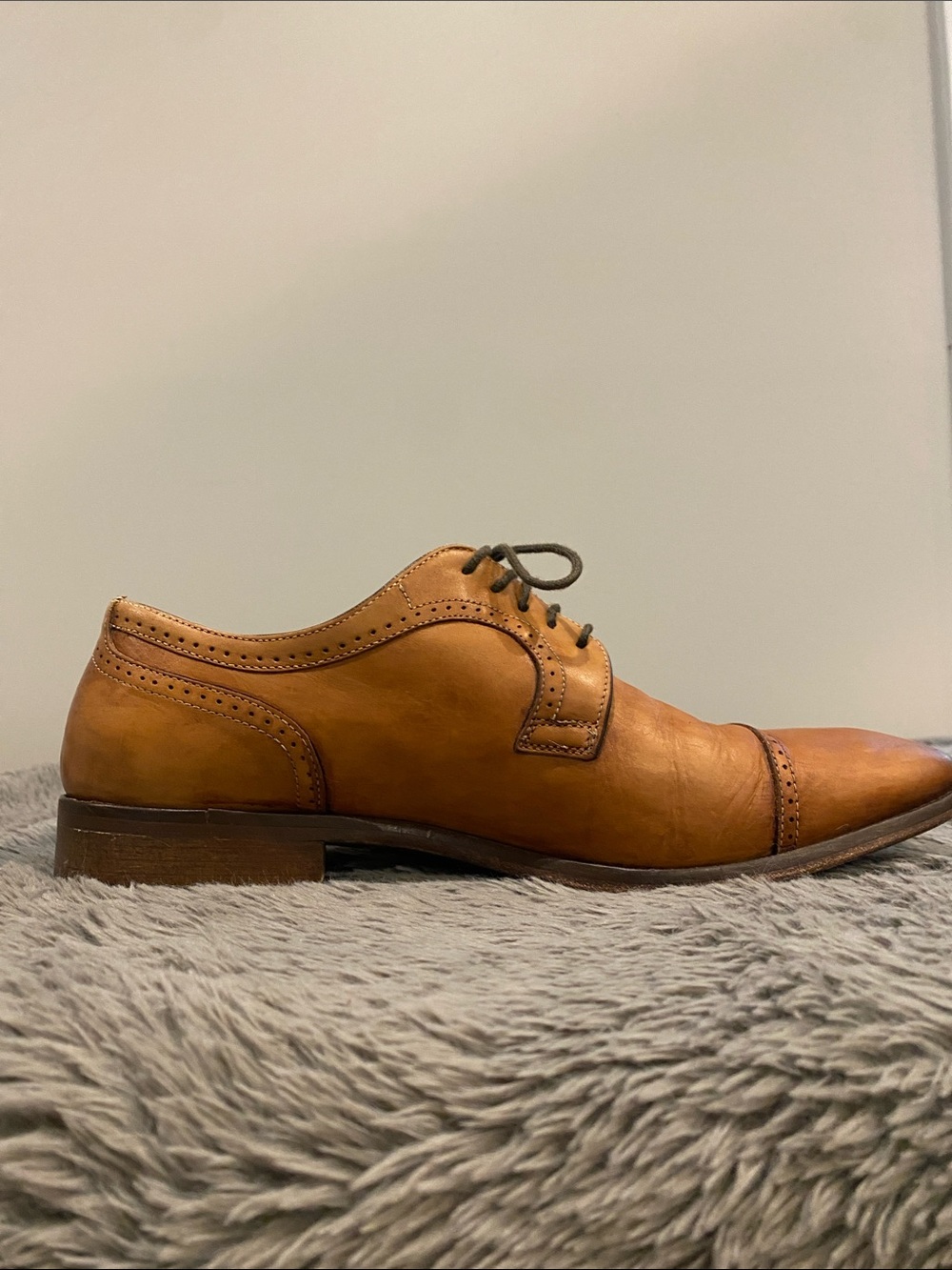 Johnston & Murphy tan leather cap-toe oxford size 9M K15 lace up elegant English